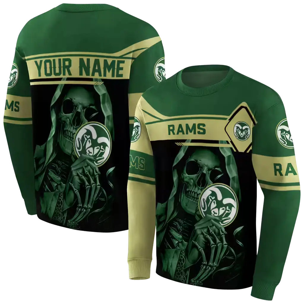personalized colorado state rams grim reaper green black hoodie premium grade personalized colorado state rams grim reaper green black hoodie premium grade