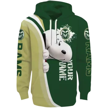 personalized colorado state rams peeking snoopy green hoodie best selling