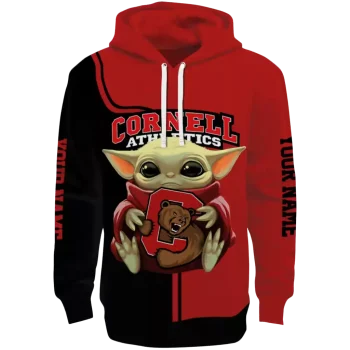 personalized cornell big red baby yoda red black hoodie best selling