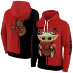 personalized cornell big red baby yoda red black hoodie best selling