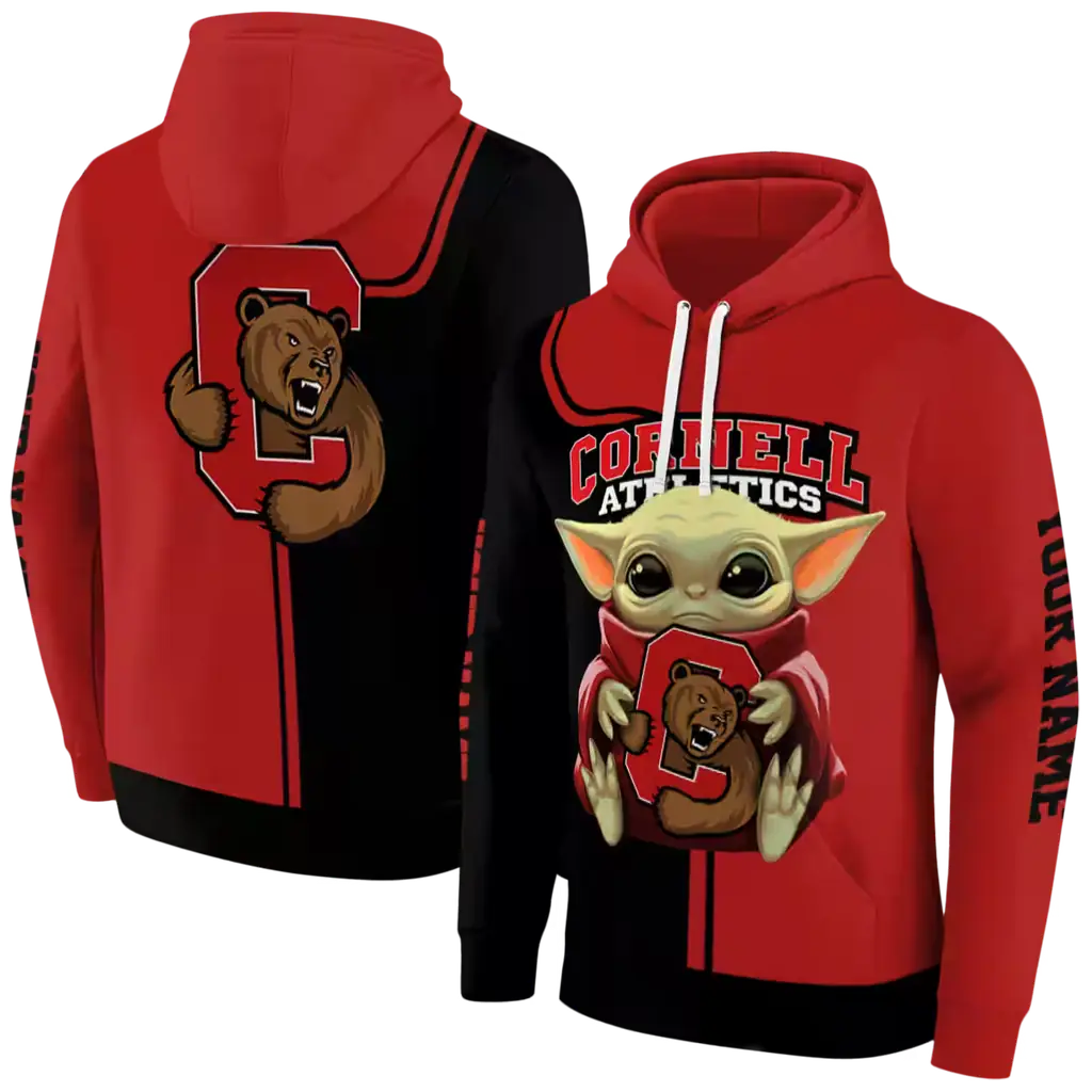 personalized cornell big red baby yoda red black hoodie fashion forward personalized cornell big red baby yoda red black hoodie fashion forward