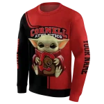 personalized cornell big red baby yoda red black hoodie best selling