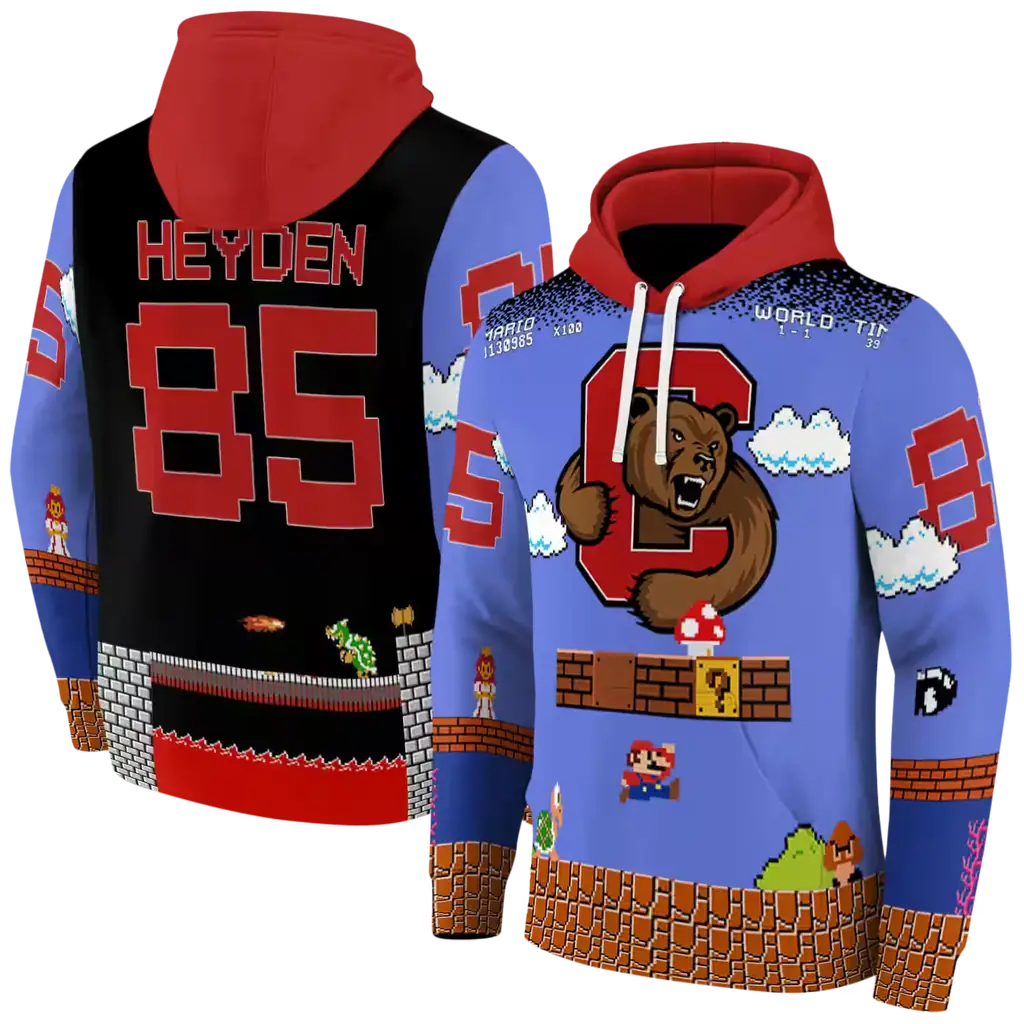 personalized cornell big red mario blue black hoodie fashion forward personalized cornell big red mario blue black hoodie fashion forward