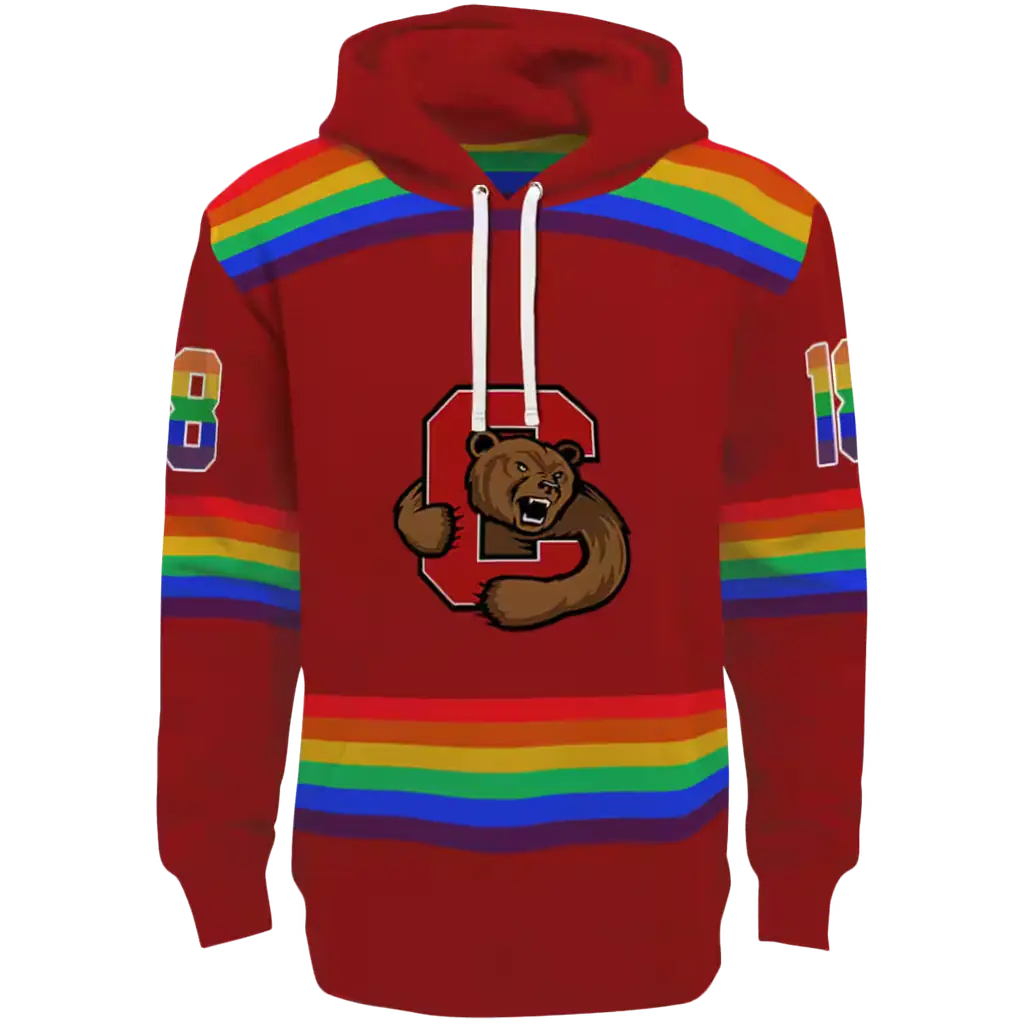 personalized cornell big red rainbow stripes red hoodie best selling personalized cornell big red rainbow stripes red hoodie best selling