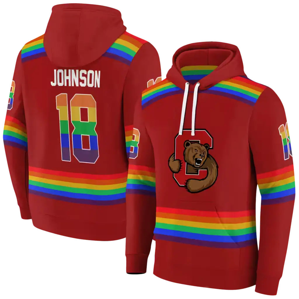 personalized cornell big red rainbow stripes red hoodie fashion forward personalized cornell big red rainbow stripes red hoodie fashion forward