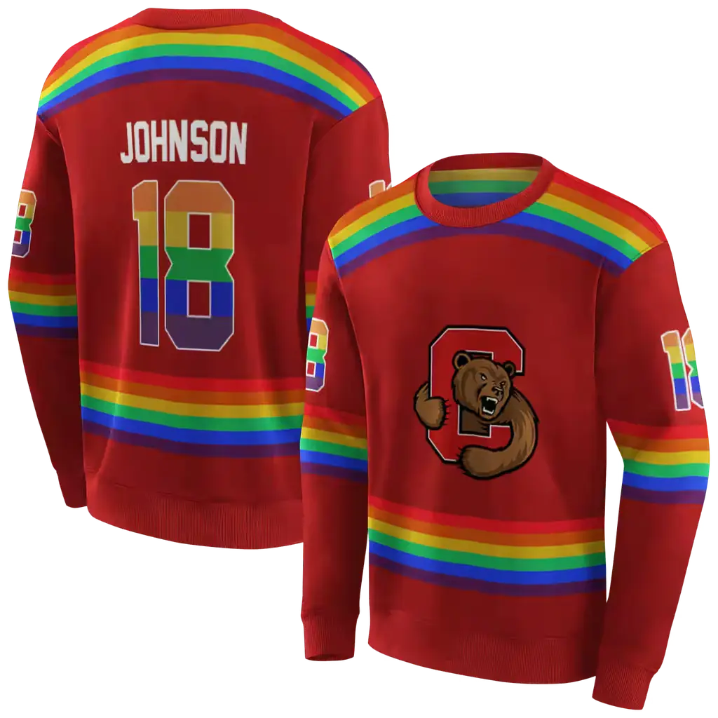 personalized cornell big red rainbow stripes red hoodie premium grade personalized cornell big red rainbow stripes red hoodie premium grade