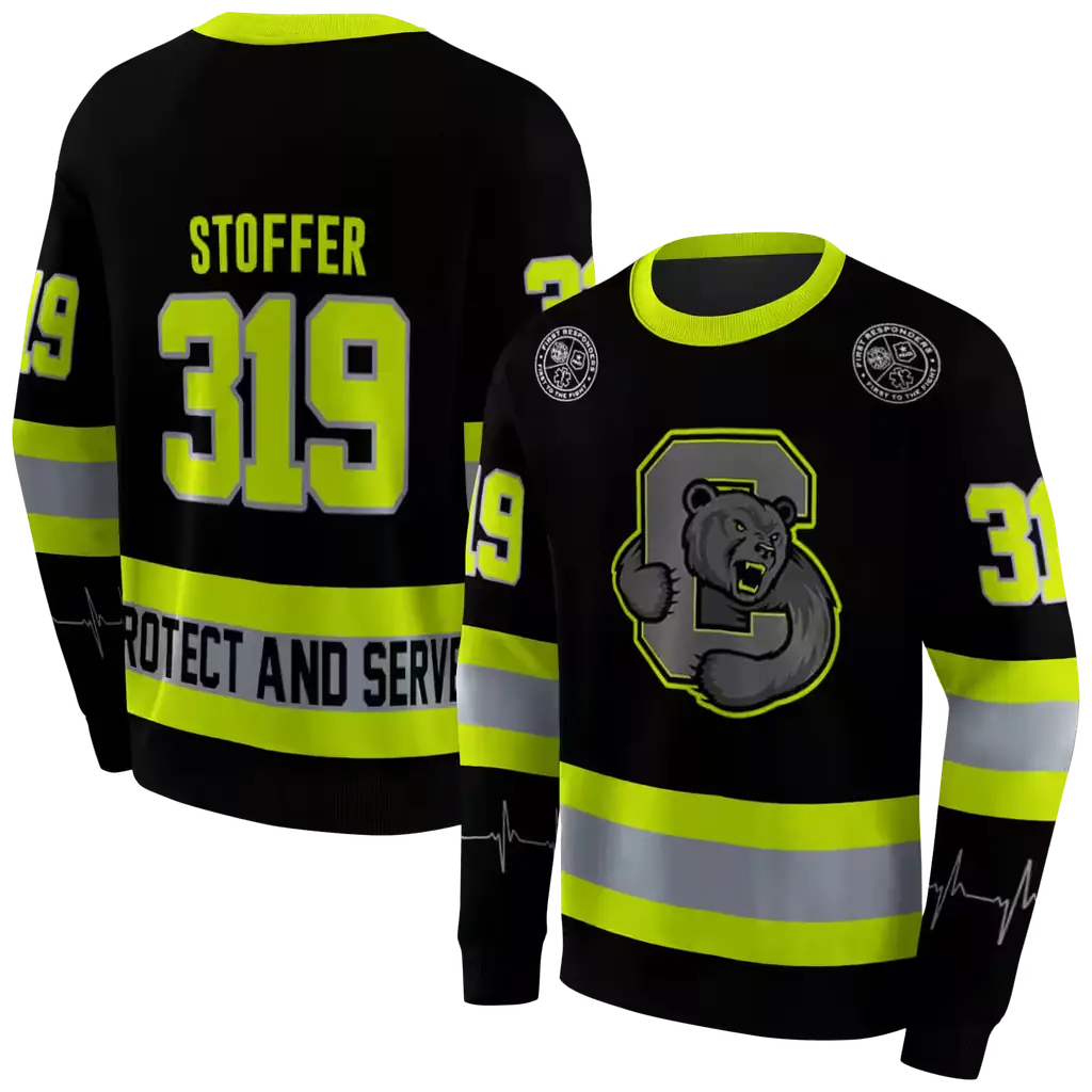 personalized cornell big red safety motif black neon green hoodie premium grade personalized cornell big red safety motif black neon green hoodie premium grade