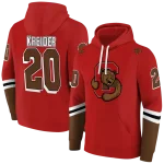 personalized cornell big red striped sleeves red hoodie best selling