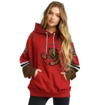 personalized cornell big red striped sleeves red hoodie best selling