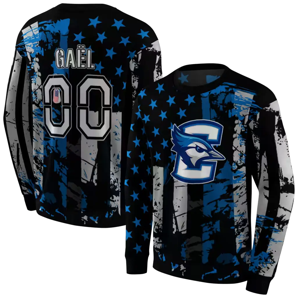 personalized creighton bluejays distressed flag blue black hoodie premium grade personalized creighton bluejays distressed flag blue black hoodie premium grade