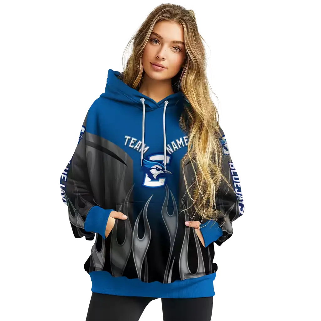 personalized creighton bluejays flame design blue hoodie high quality personalized creighton bluejays flame design blue hoodie high quality