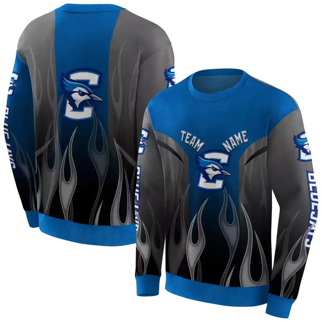 personalized creighton bluejays flame design blue hoodie premium grade personalized creighton bluejays flame design blue hoodie premium grade