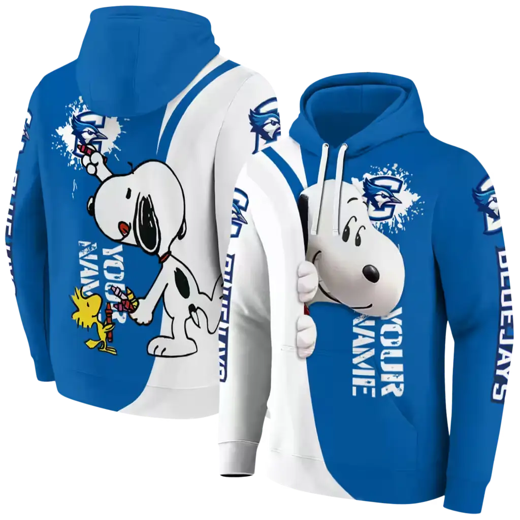 personalized creighton bluejays peeking snoopy blue hoodie fashion forward personalized creighton bluejays peeking snoopy blue hoodie fashion forward