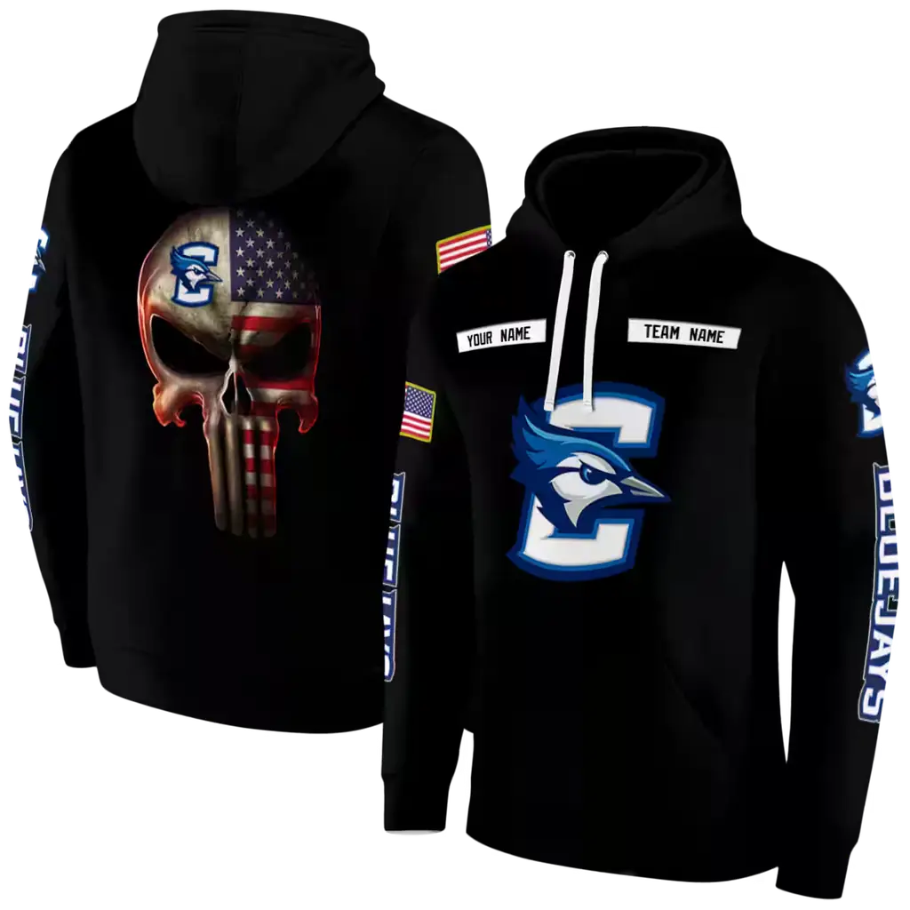 personalized creighton bluejays punisher skull black hoodie fashion forward personalized creighton bluejays punisher skull black hoodie fashion forward