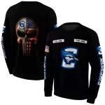 personalized creighton bluejays punisher skull black hoodie best selling
