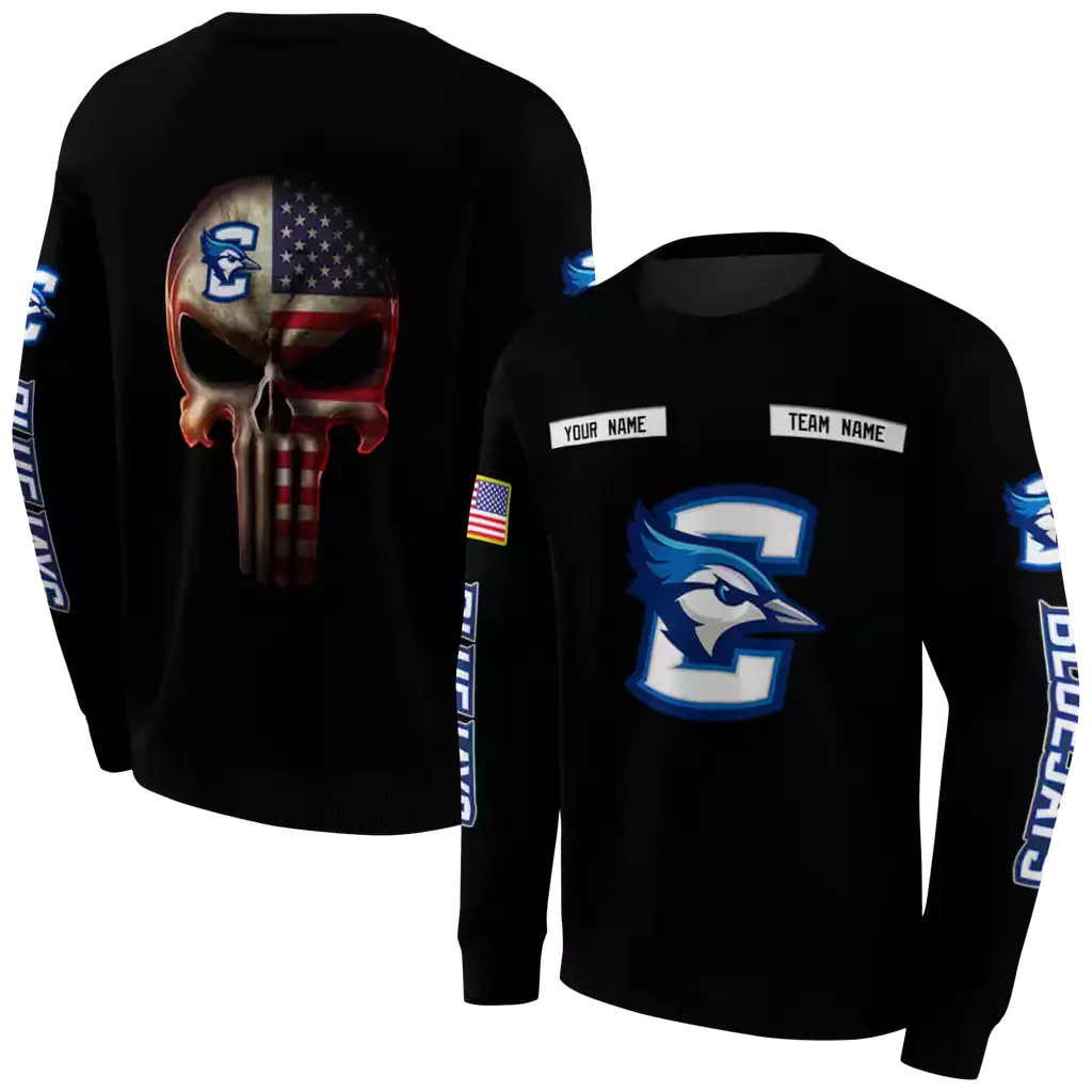 personalized creighton bluejays punisher skull black hoodie premium grade personalized creighton bluejays punisher skull black hoodie premium grade