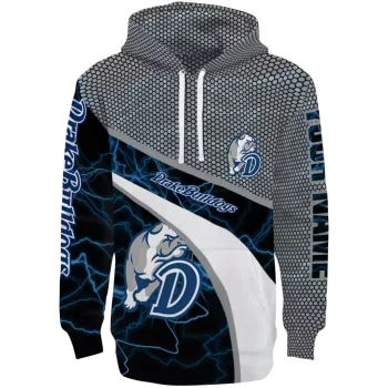 personalized drake bulldogs hexagonal mesh blue black gray hoodie best selling