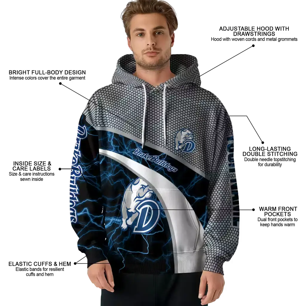 personalized drake bulldogs hexagonal mesh blue black gray hoodie latest model personalized drake bulldogs hexagonal mesh blue black gray hoodie latest model