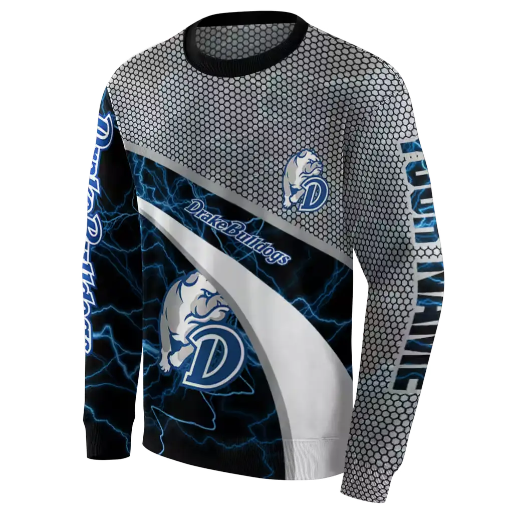 personalized drake bulldogs hexagonal mesh blue black gray hoodie new arrival personalized drake bulldogs hexagonal mesh blue black gray hoodie new arrival