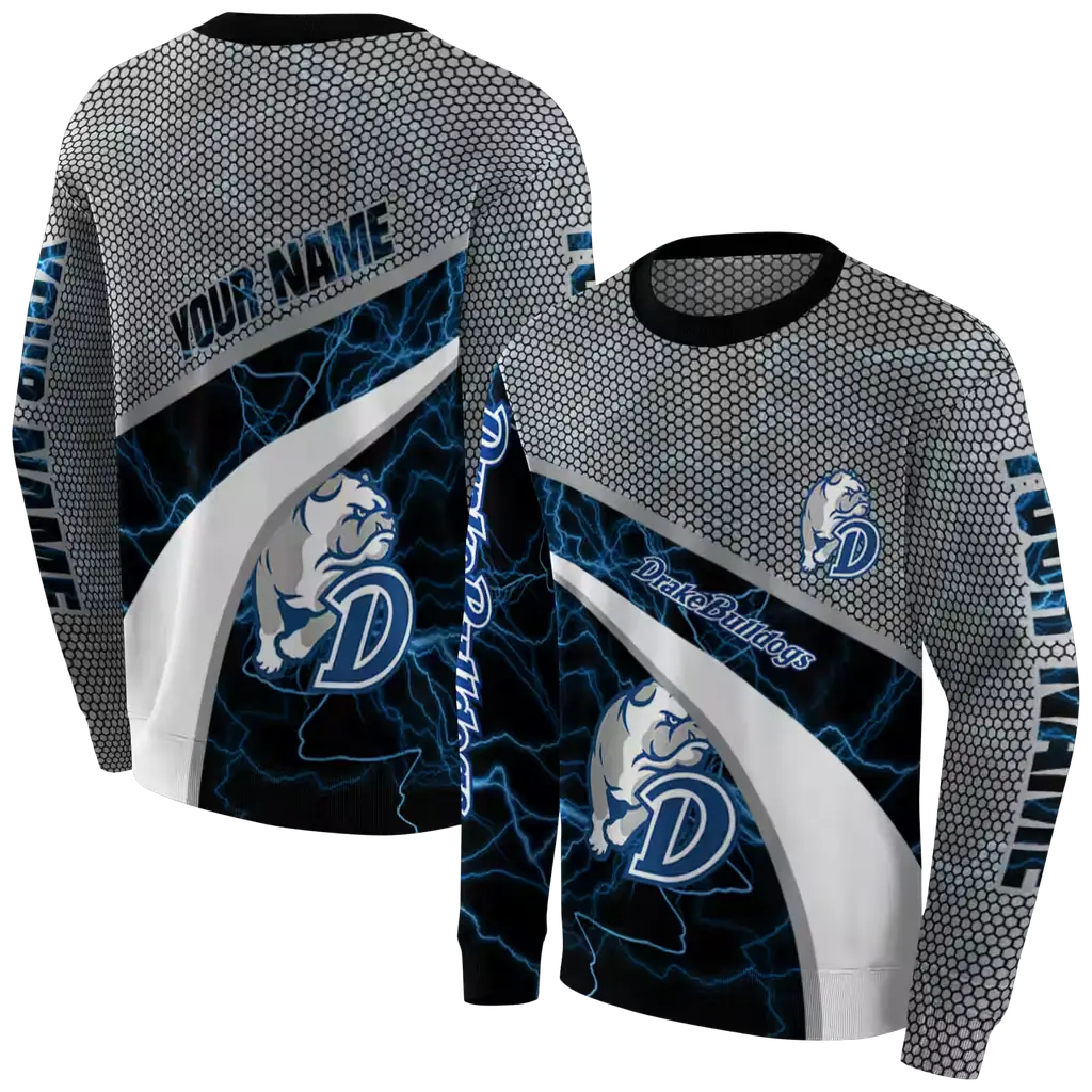 personalized drake bulldogs hexagonal mesh blue black gray hoodie premium grade personalized drake bulldogs hexagonal mesh blue black gray hoodie premium grade