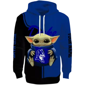 personalized duke blue devils baby yoda blue black hoodie best selling
