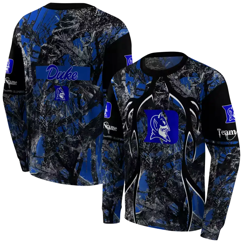 personalized duke blue devils hunting theme blue black hoodie premium grade personalized duke blue devils hunting theme blue black hoodie premium grade