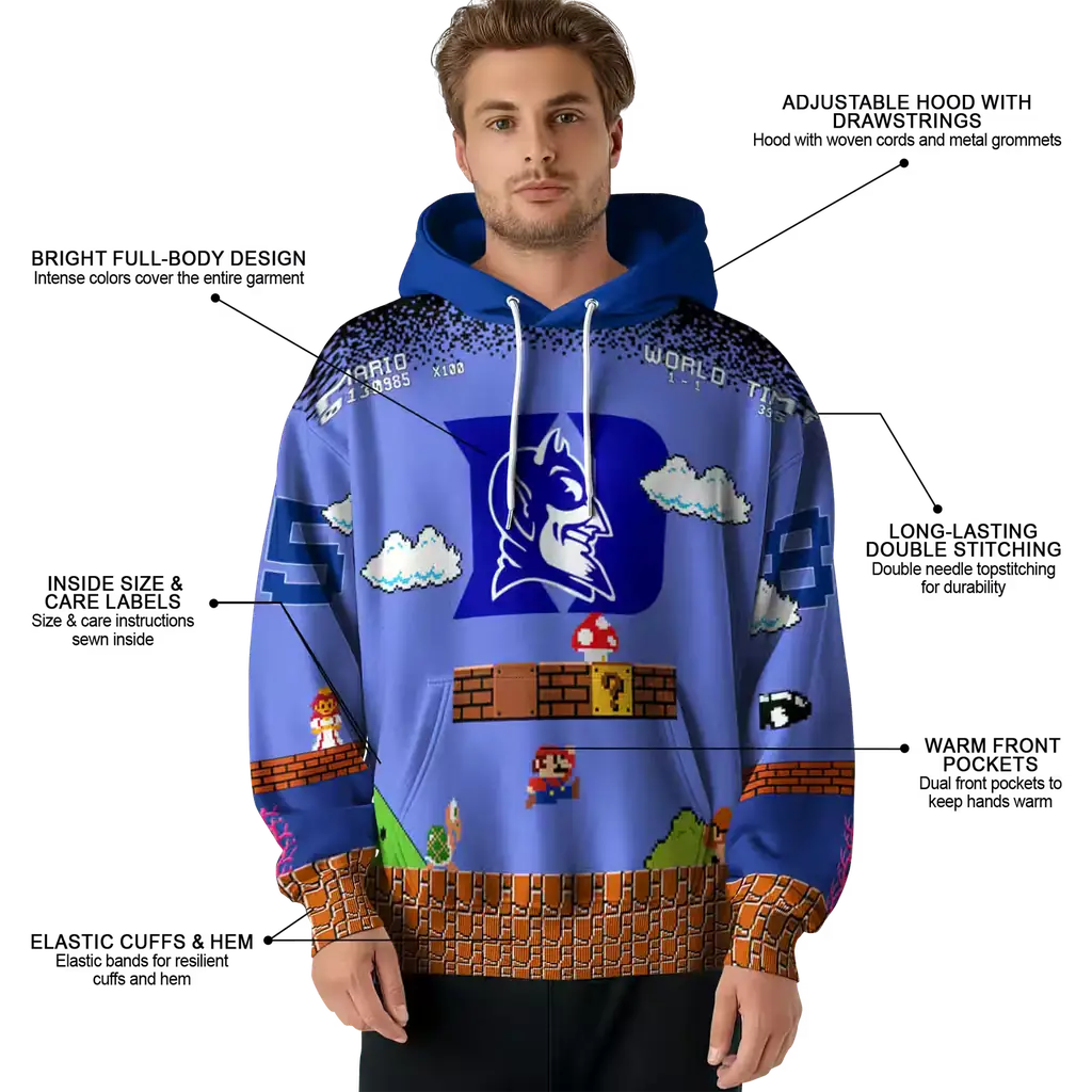 personalized duke blue devils mario blue black hoodie latest model personalized duke blue devils mario blue black hoodie latest model