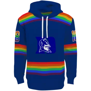 personalized duke blue devils rainbow stripes blue hoodie best selling