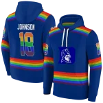 personalized duke blue devils rainbow stripes blue hoodie best selling