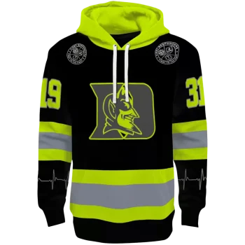 personalized duke blue devils safety motif black neon green hoodie best selling