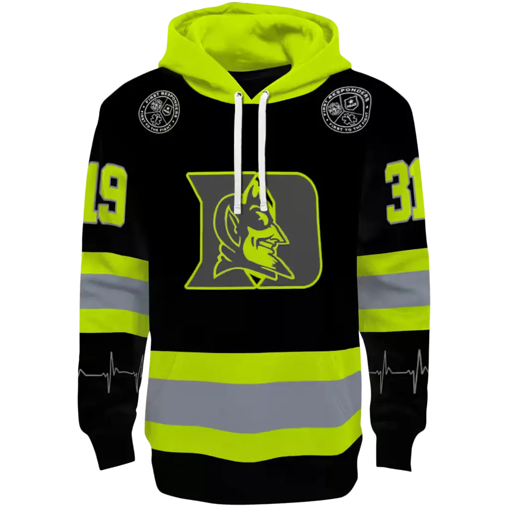 personalized duke blue devils safety motif black neon green hoodie best selling personalized duke blue devils safety motif black neon green hoodie best selling