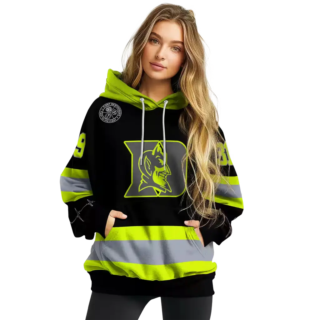 personalized duke blue devils safety motif black neon green hoodie high quality personalized duke blue devils safety motif black neon green hoodie high quality