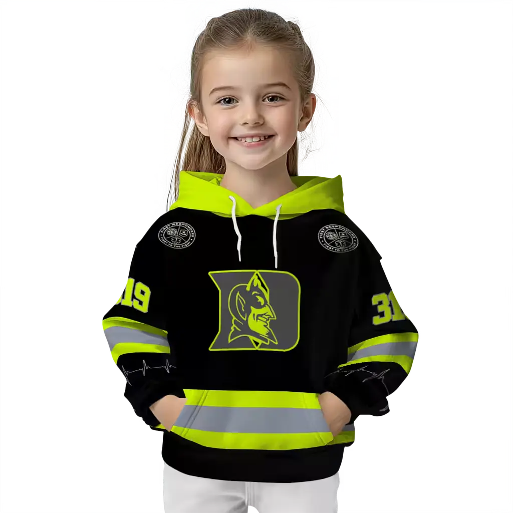 personalized duke blue devils safety motif black neon green hoodie top rated personalized duke blue devils safety motif black neon green hoodie top rated