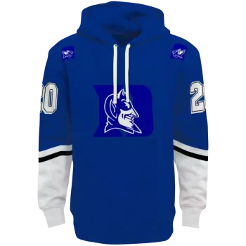 personalized duke blue devils striped sleeves blue hoodie best selling