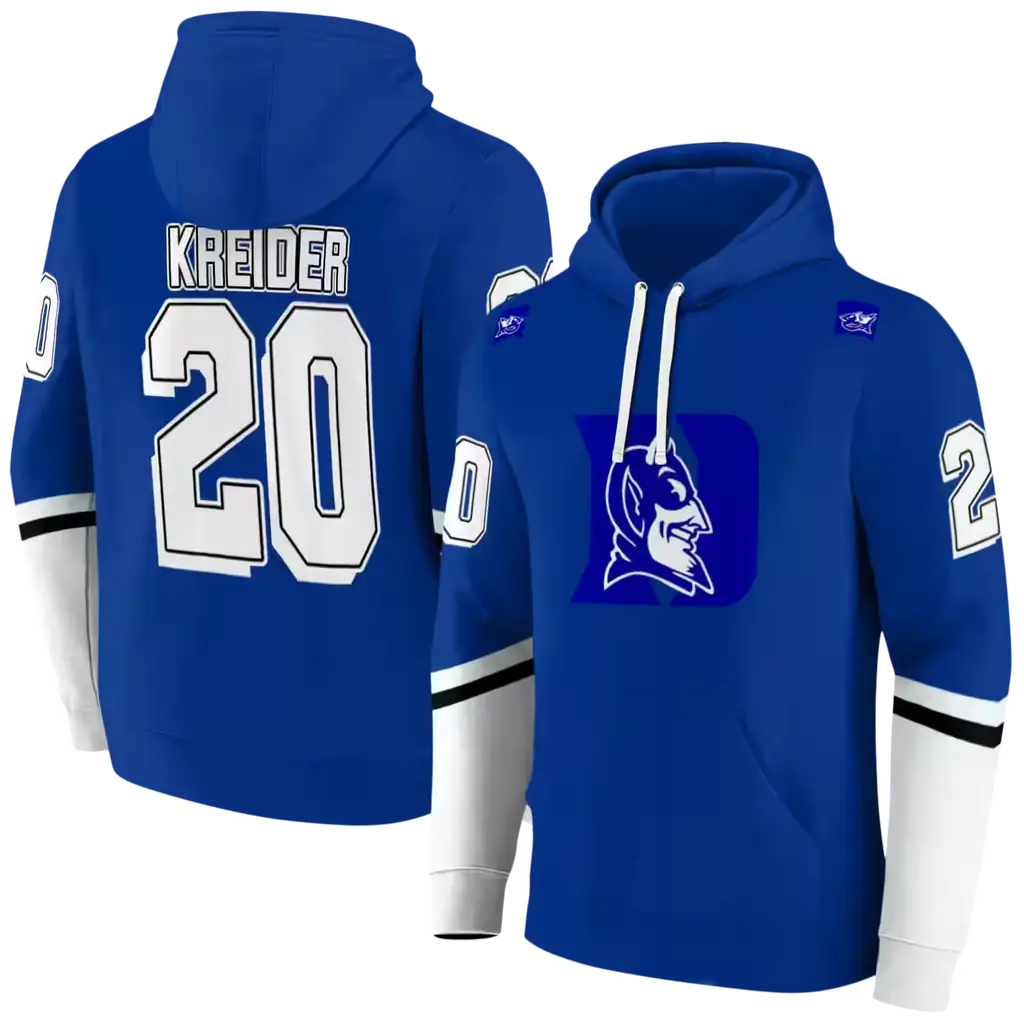 personalized duke blue devils striped sleeves blue hoodie fashion forward personalized duke blue devils striped sleeves blue hoodie fashion forward