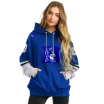 personalized duke blue devils striped sleeves blue hoodie best selling