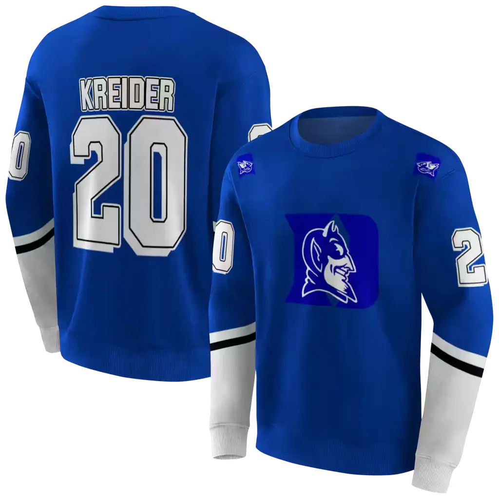 personalized duke blue devils striped sleeves blue hoodie premium grade personalized duke blue devils striped sleeves blue hoodie premium grade