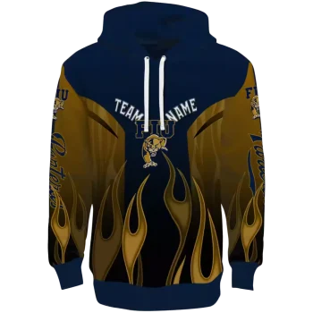 personalized fiu panthers flame design blue hoodie best selling
