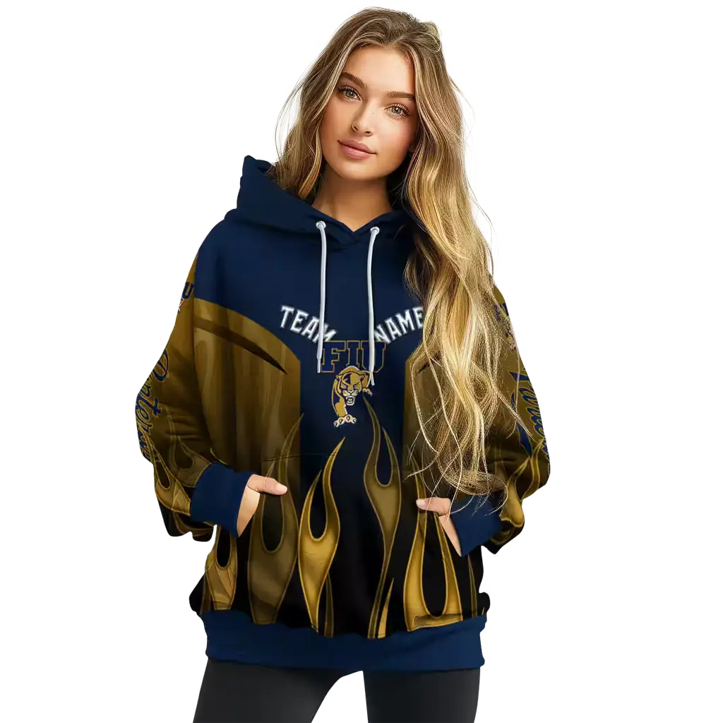 personalized fiu panthers flame design blue hoodie high quality personalized fiu panthers flame design blue hoodie high quality