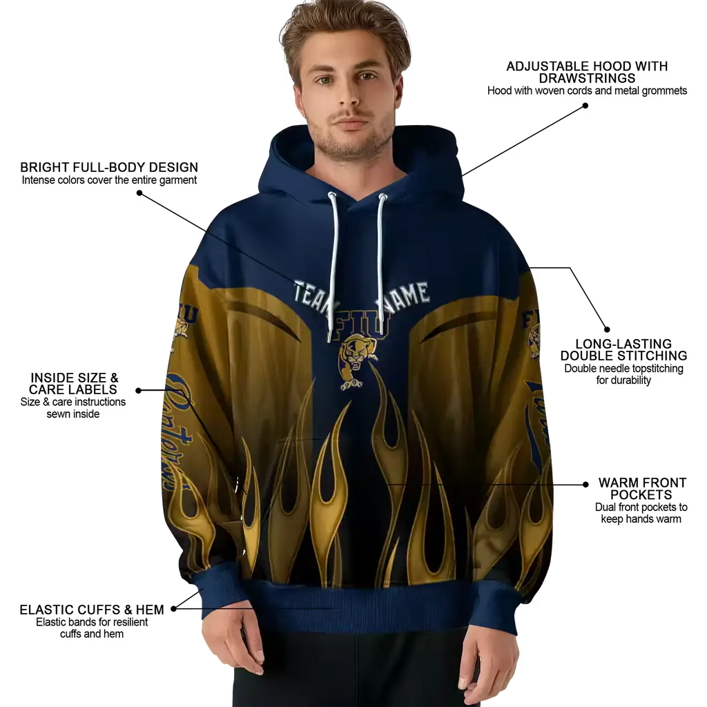 personalized fiu panthers flame design blue hoodie latest model personalized fiu panthers flame design blue hoodie latest model