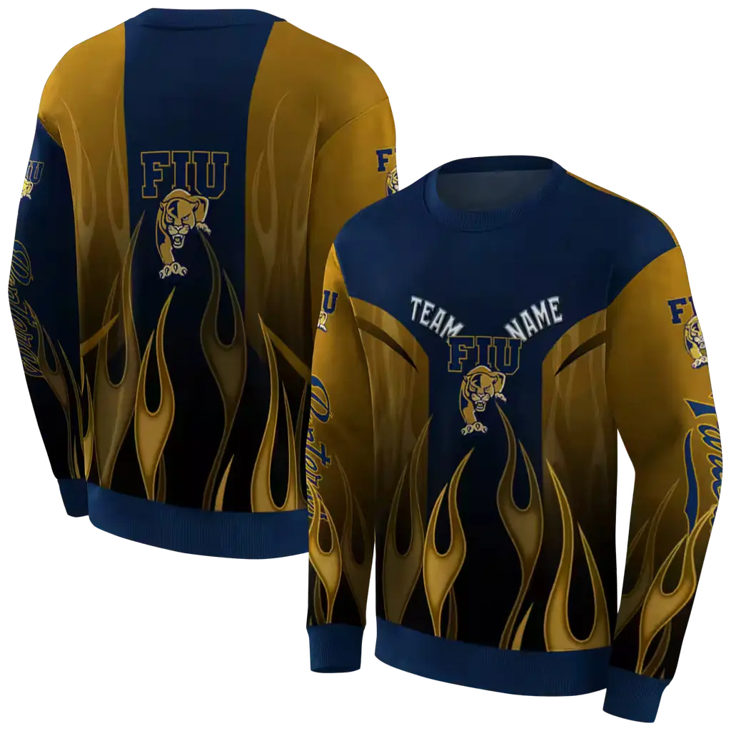 personalized fiu panthers flame design blue hoodie premium grade personalized fiu panthers flame design blue hoodie premium grade