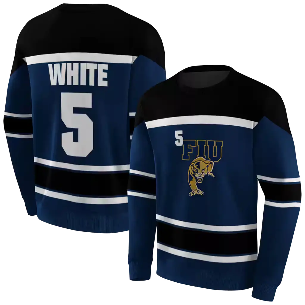 personalized fiu panthers striped pattern blue hoodie premium grade personalized fiu panthers striped pattern blue hoodie premium grade