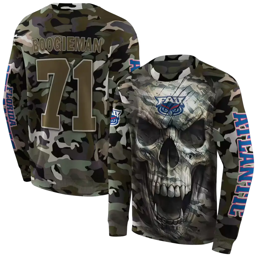 personalized florida atlantic owls camo skull hoodie premium grade personalized florida atlantic owls camo skull hoodie premium grade