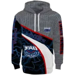 personalized florida atlantic owls hexagonal mesh blue black gray hoodie best selling