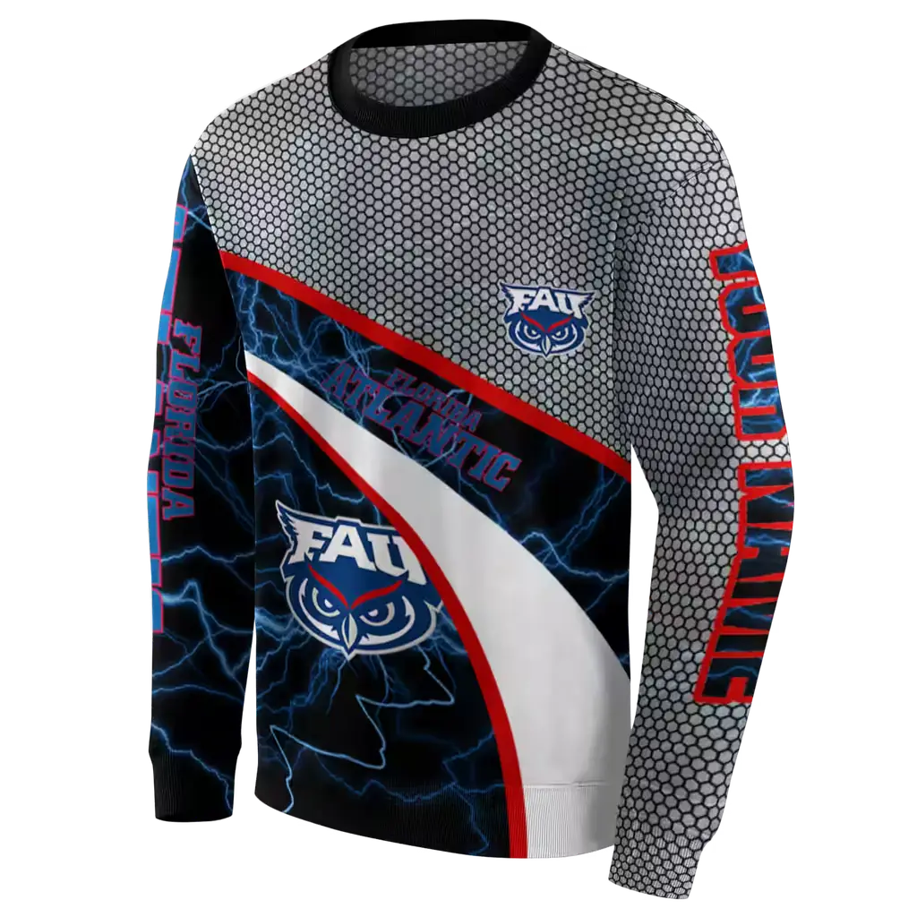 personalized florida atlantic owls hexagonal mesh blue black gray hoodie new arrival personalized florida atlantic owls hexagonal mesh blue black gray hoodie new arrival