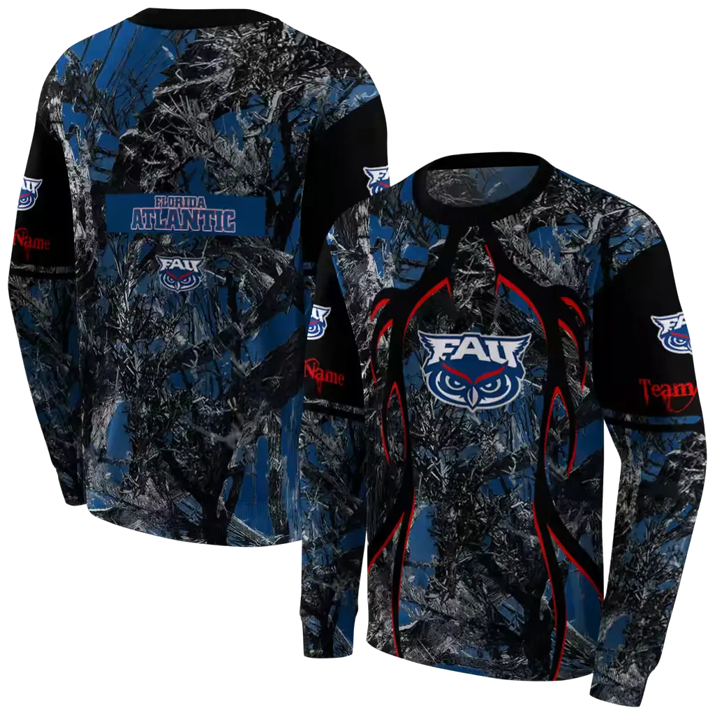 personalized florida atlantic owls hunting theme blue black hoodie premium grade personalized florida atlantic owls hunting theme blue black hoodie premium grade