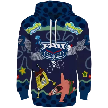 personalized florida atlantic owls spongebob patrick star blue navy hoodie best selling