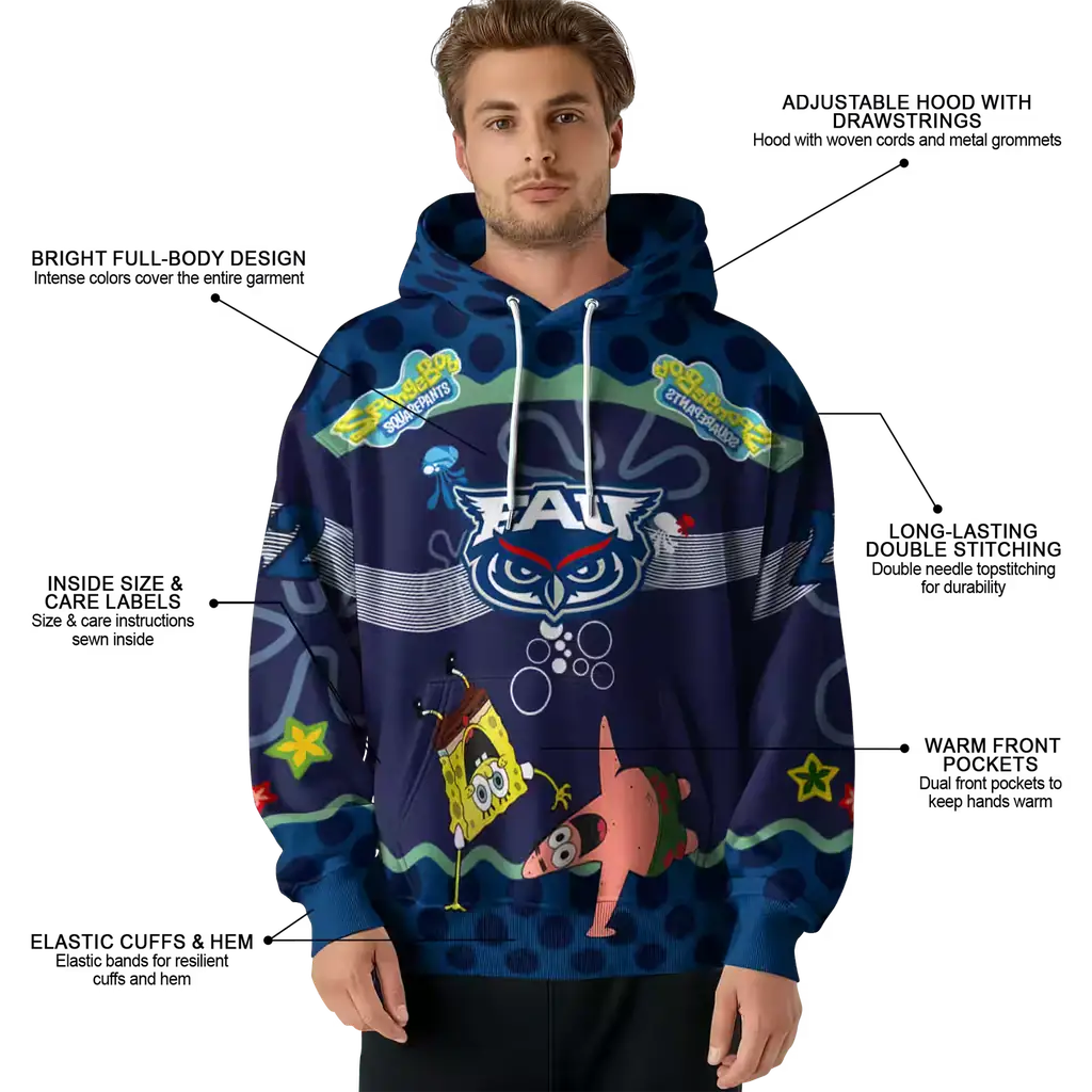 personalized florida atlantic owls spongebob patrick star blue navy hoodie latest model personalized florida atlantic owls spongebob patrick star blue navy hoodie latest model