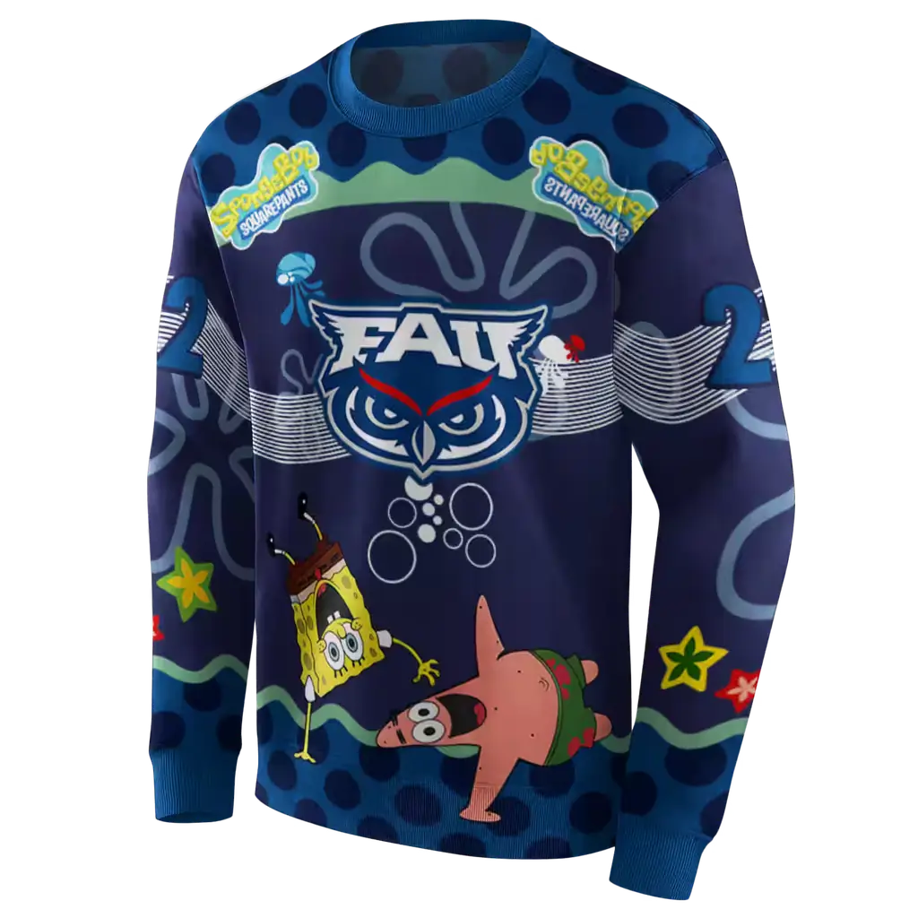 personalized florida atlantic owls spongebob patrick star blue navy hoodie new arrival personalized florida atlantic owls spongebob patrick star blue navy hoodie new arrival