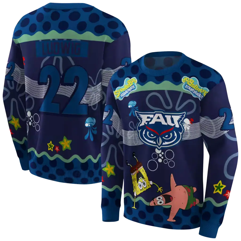 personalized florida atlantic owls spongebob patrick star blue navy hoodie premium grade personalized florida atlantic owls spongebob patrick star blue navy hoodie premium grade